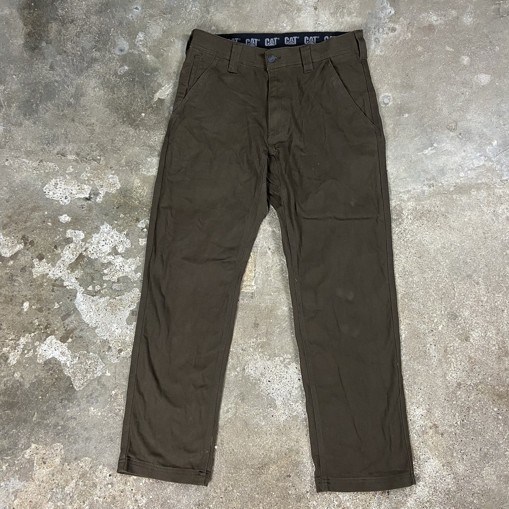 CAT Canvas Pants Size 32x30 Brown Straight Fit Outdoor Utility Work Wear